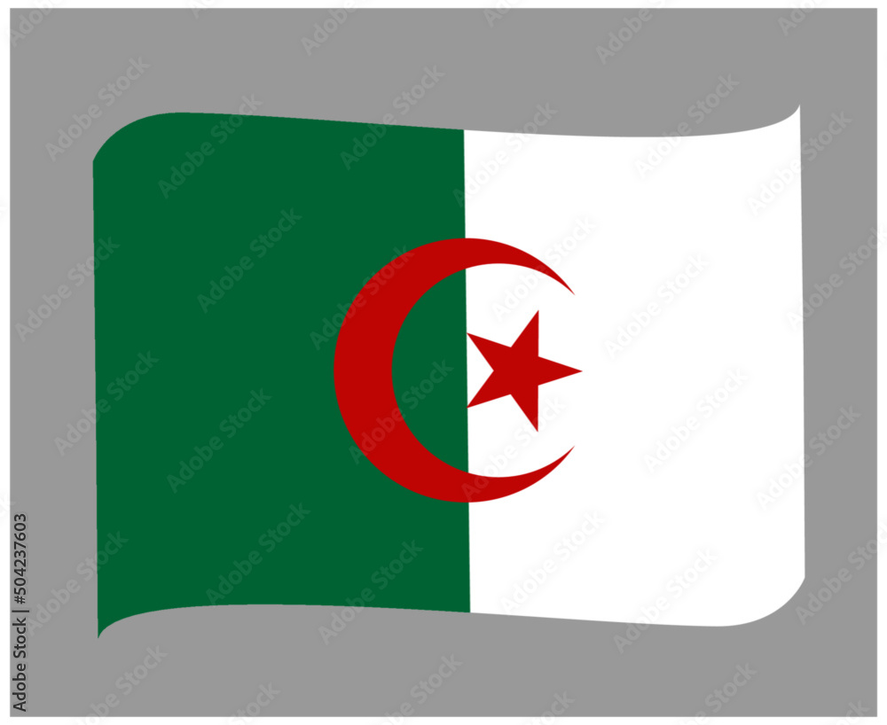 Obraz premium Algeria Flag National Africa Emblem Ribbon Icon Vector Illustration Abstract Design Element