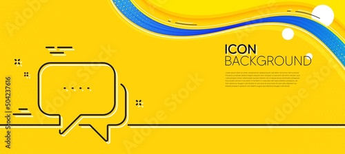 Message line icon. Abstract yellow background. Chat comment sign. Speech bubble symbol. Minimal message line icon. Wave banner concept. Vector