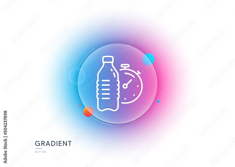 Fitness water line icon. Gradient blur button with glassmorphism. Training drink time sign. Gym fit bottle symbol. Transparent glass design. Fitness water line icon. Vector Fitness water line icon. Gradient blur button with glassmorphism. Training drink time sign. Gym fit bottle symbol. Transparent glass design. Fitness water line icon. Vector