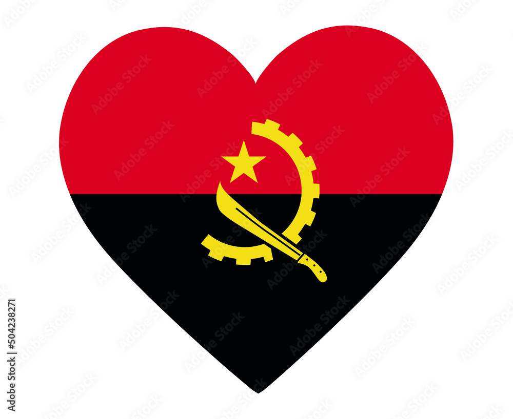 Angola Flag National Africa Emblem Heart Icon Vector Illustration Abstract Design Element Angola Flag National Africa Emblem Heart Icon Vector Illustration Abstract Design Element