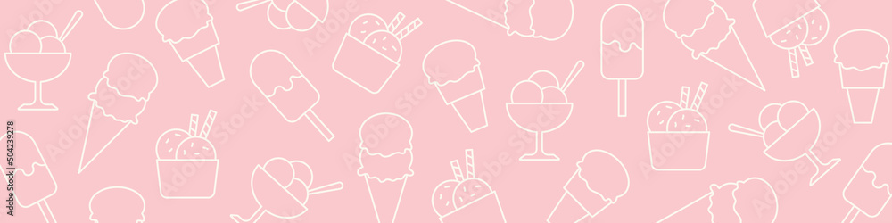 summer banner with different ice creams - vector illustration
