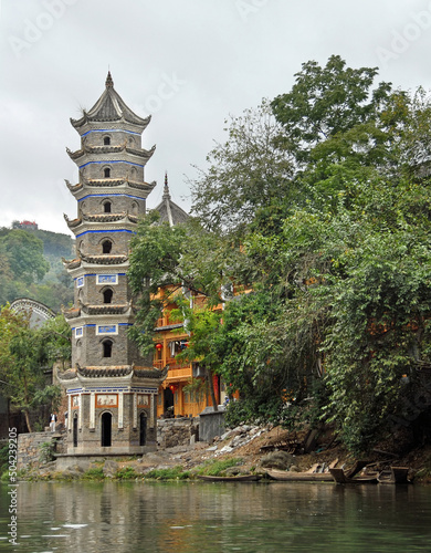 Fenghuang  Hunan Province  China  An old tower in Fenghuang ancient town. The town is built on the Tuojiang River and is home to Miao and Tujia minority peoples. 