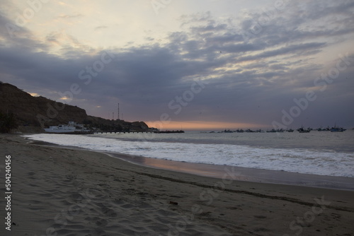Sunset in Mancora Beach located in Piura, Peru