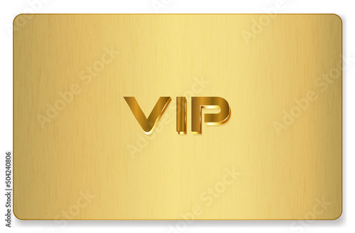 VIP membership template with gold 3D lettering on a gold textured background. For clubs, boutiques, beauty salons and other establishments. Vector, can be used for printing