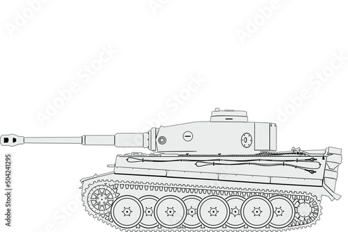 Vector image of the German heavy tank Pz-VI Tiger here is an early version of the tank that took part in battles in Africa.