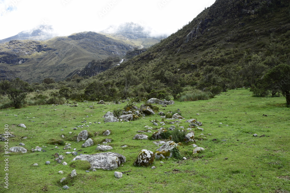 Trekking in Laguna 69, A picturesque valley between the mountains, on the way to the lagoon 60, Peru