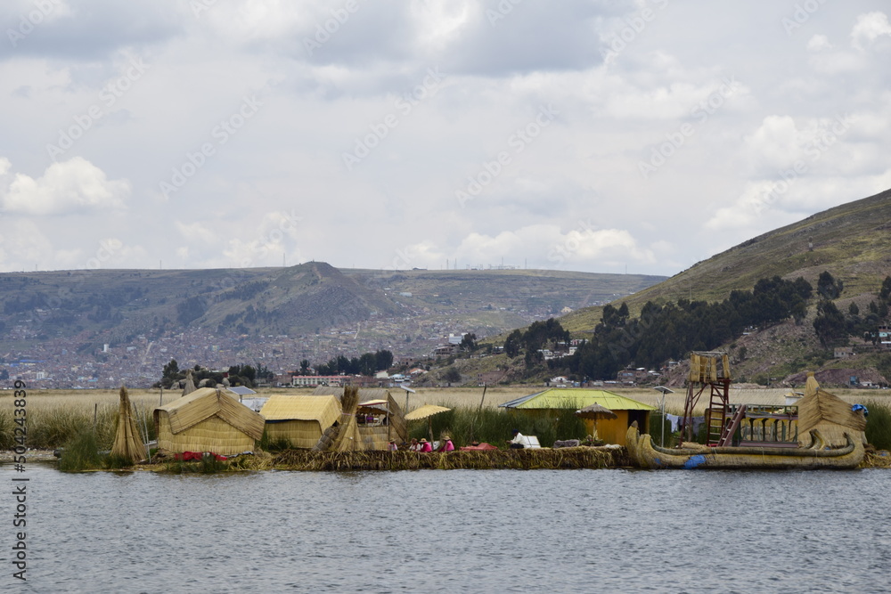 Titicaca lake, Puno, Peru. Uros floating islands on Titicaca lake in Puno, Peru, South America