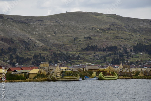 Titicaca lake, Puno, Peru. Uros floating islands on Titicaca lake in Puno, Peru, South America photo