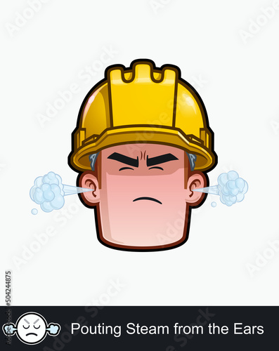 Construction Worker - Expressions - Negative - Pouting Steam from the Ears