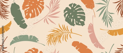 Modern exotic seamless pattern. Tropical leaves.