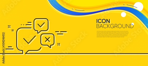Online voting line icon. Abstract yellow background. Internet vote sign. Web election symbol. Minimal online voting line icon. Wave banner concept. Vector