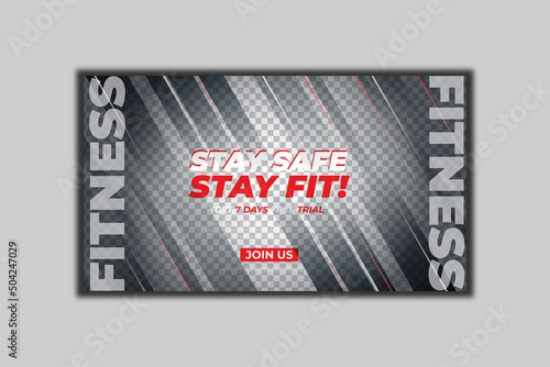 Fitness Gym Web Banner or Social Media Cover or Youtube Thumbnail Template Design