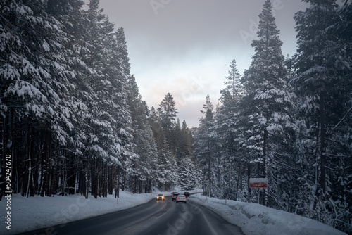 View on the road driving to Lake Tahoe