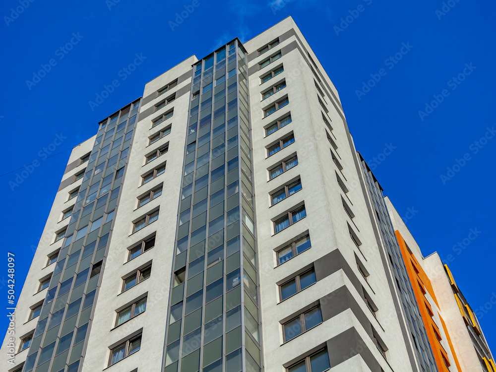 Saint Petersburg, Russia, JMay 10, 2022. Multi-storey modern residential buildings, fragment Saint Petersburg, Russia, JMay 10, 2022. Multi-storey modern residential buildings, fragment