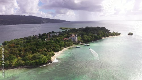 panoramic view of the tropical white beaches of the Dominican Republic with turquoise water