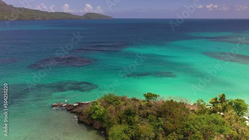 panoramic view of the tropical white beaches of the Dominican Republic with turquoise water