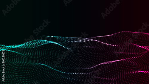Abstract digital particle wave. Futuristic dotted wave. Technology background vector. Vector illustration
