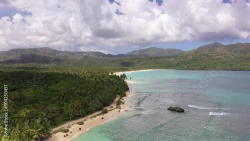 panoramic view of the tropical white beaches of the Dominican Republic with turquoise water