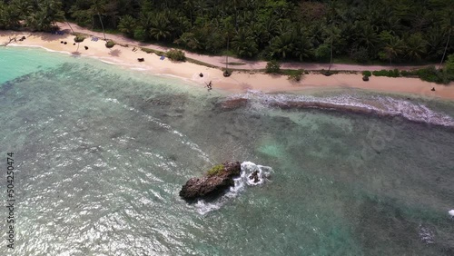 panoramic view of the tropical white beaches of the Dominican Republic with turquoise water
