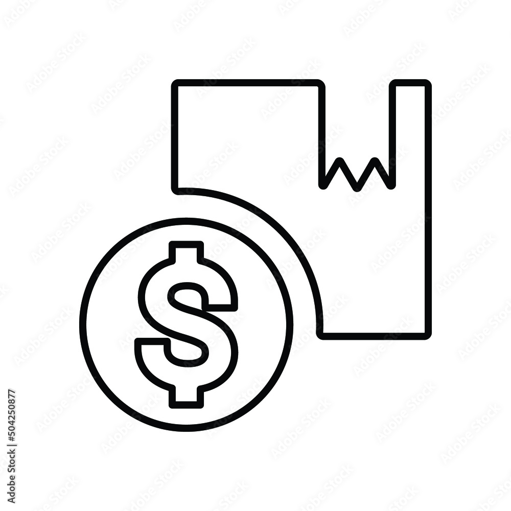 Cash on delivery, package, parcel outline icon. Line vector design. Cash on delivery, package, parcel outline icon. Line vector design.