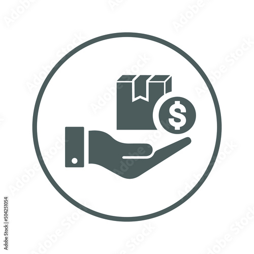 Cash, delivery icon. Gray vector design.