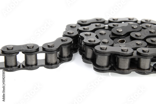 industrial driving roller chain on white background