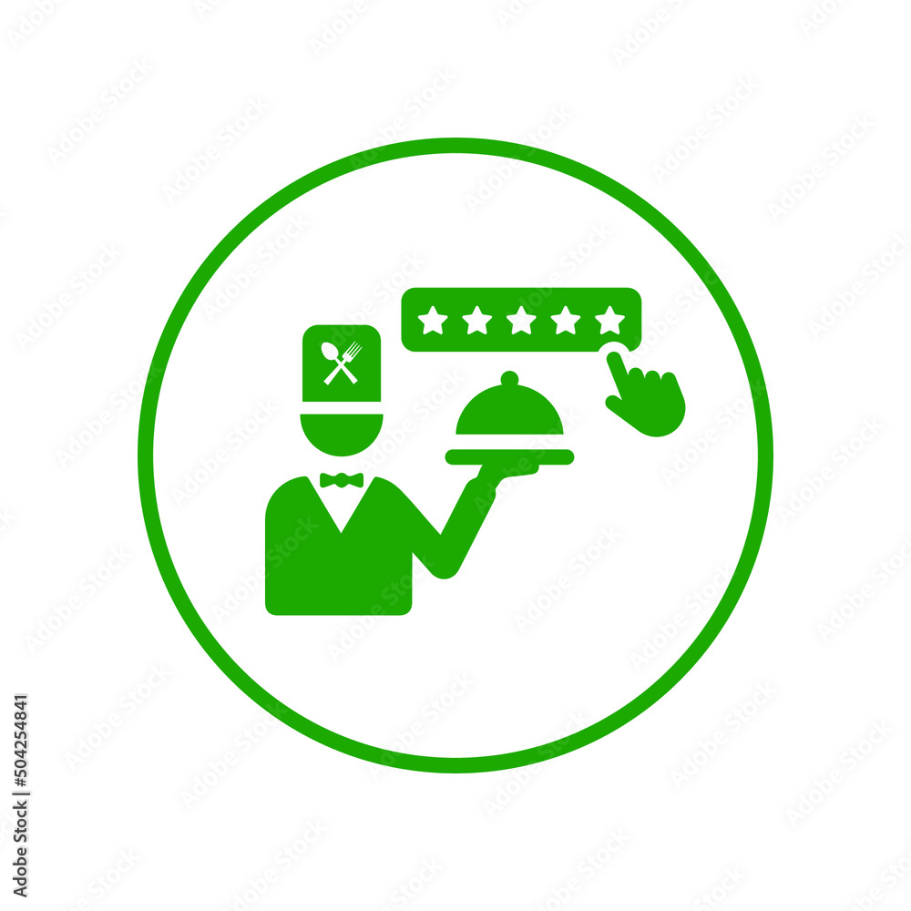 Food, rating, restaurant icon. Green vector design. Food, rating, restaurant icon. Green vector design.