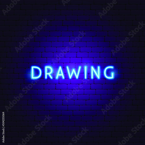 Drawing Neon Text. Vector Illustration of Art Promotion.