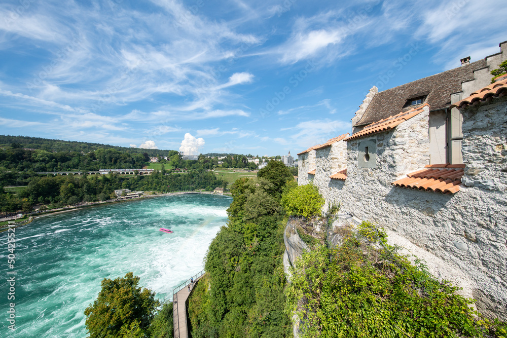 Rheinfall (Rhine Falls) seen from Laufen Castle, Laufen-Uhwiesen, Switzerland - obrazy, fototapety, plakaty 