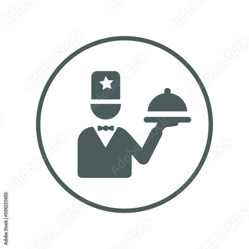Food, service, man icon. Gray vector sketch.