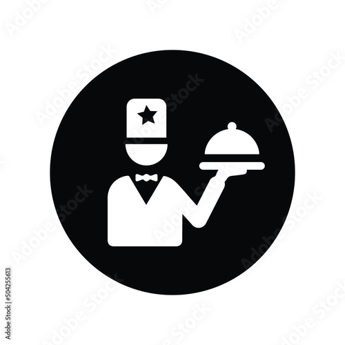 Food, service, man icon. Black vector sketch.