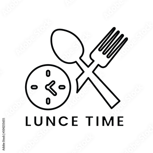 Hour, lunch, time outline icon. Line art sketch.