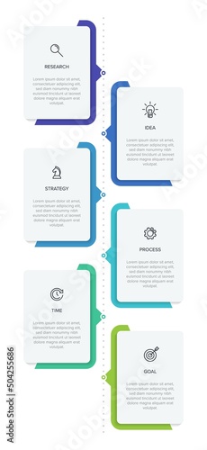 Vertical infographic design with icons and 6 options or steps. Thin line. Infographics business concept. Can be used for info graphics, flow charts, presentations, mobile web sites, printed materials.