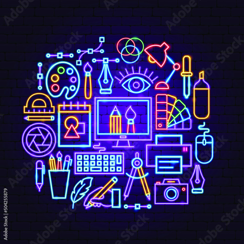 Designer Neon Concept. Vector Illustration of Graphics Promotion.