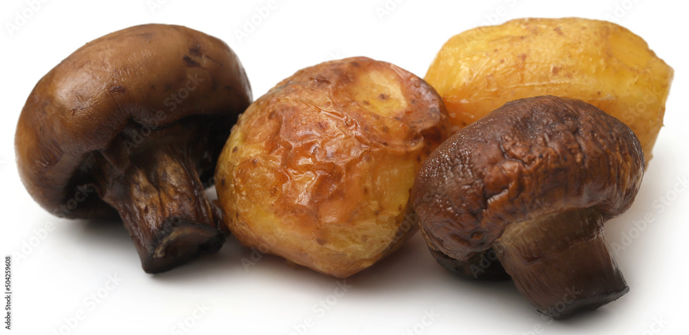 Fried potatoes and button mushroom Fried potatoes and button mushroom