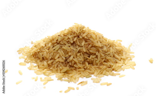 Integral rice, uncooked pile isolated on white  