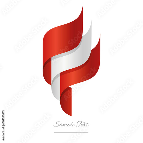 Austria abstract 3D wavy flag red white modern Austrian ribbon torch flame strip logo icon vector