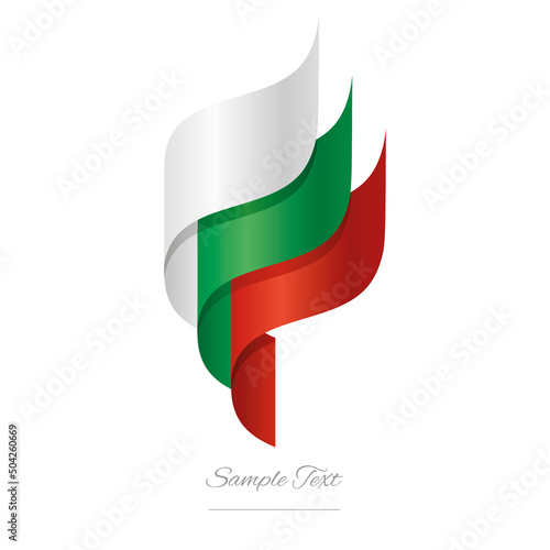 Bulgaria abstract 3D wavy flag white green red modern Bulgarian ribbon torch flame strip logo icon vector