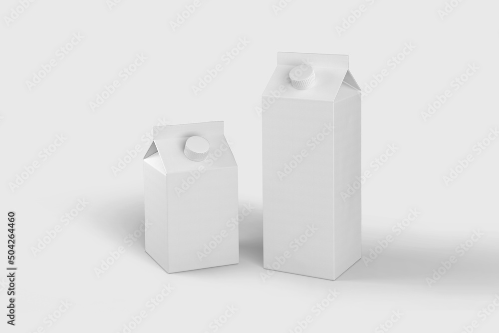 Milk and juice pack. carton package white box template for dairy
