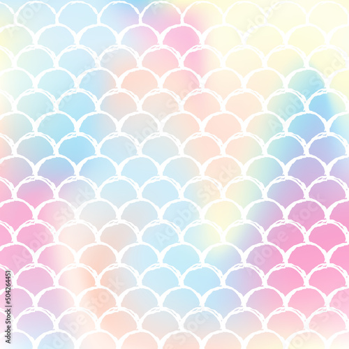 Holographic scale background with gradient mermaid.