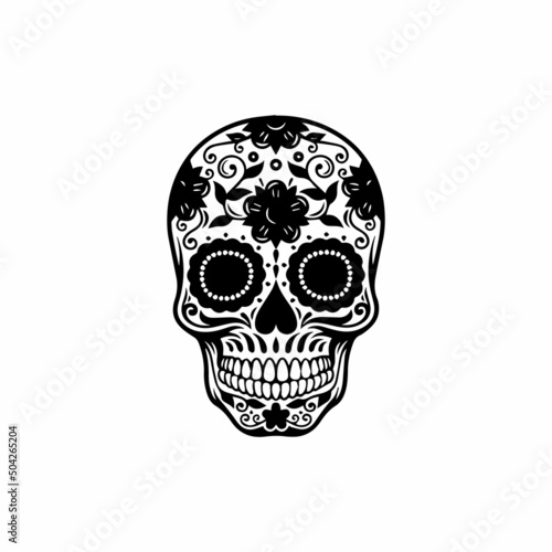 Skull vector illustration day of the dead theme.