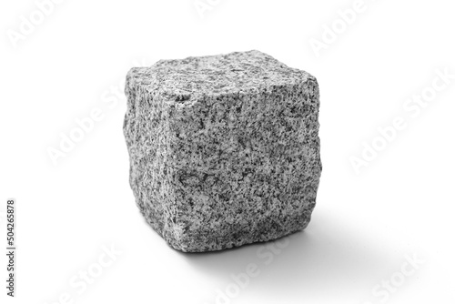 Cube stone, cobblestone pavement on white background