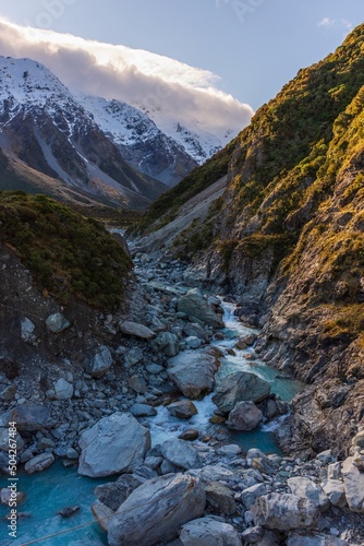 A clear Winter's day in Aoraki Mount Cook National Park, New Zealand