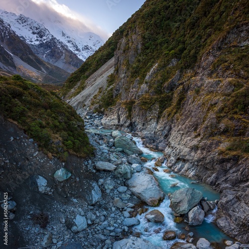 A clear Winter's day in Aoraki Mount Cook National Park, New Zealand