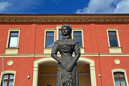 Kaiserin Elisabeth, Denkmal beim Bahnhof von Possenhofen am Stanbergersee, Bayern photo