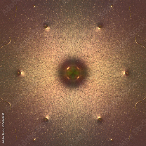 Symmetrical dots on the copper surface 3d render futuristic shiny background illustration