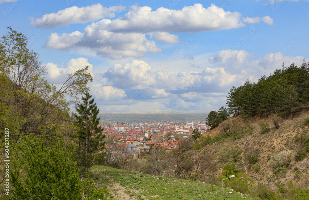 Obraz premium A view of Akşehir from the 'Sultan Mountains'. Konya / Turkey