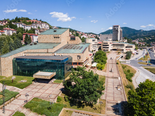 Aerial view of Center of the town of Smolyan, Bulgaria © Stoyan Haytov