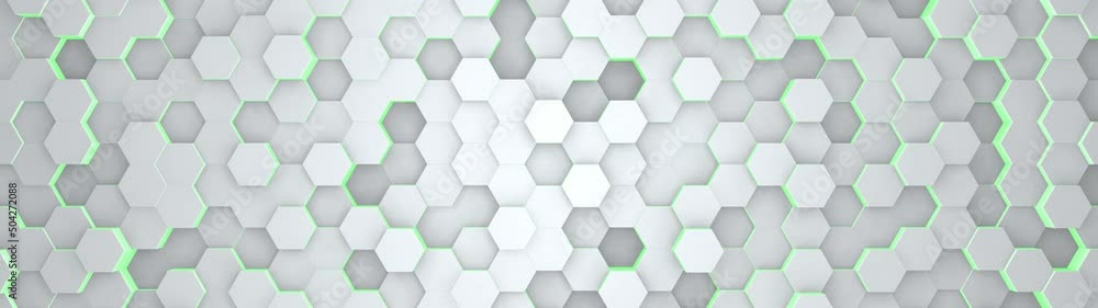 Digital geometric white mesh with green energy glow in wide angle. Futuristic technology polygon pattern. Abstract animated background. Digital geometric white mesh with green energy glow in wide angle. Futuristic technology polygon pattern. Abstract animated background.