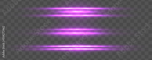 Horizontal violet light rays, flash purple line
